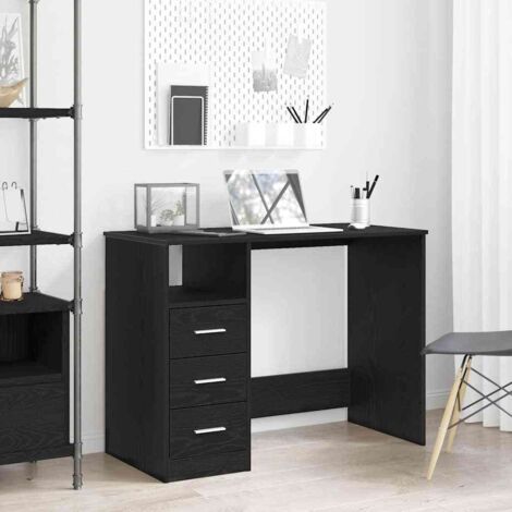 Escritorio con cajones contrachapada roble negro 102x50x76 cm vidaXL