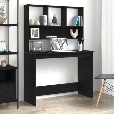 Escritorio con estantes contrachapada roble negro 102x45x148cm vidaXL