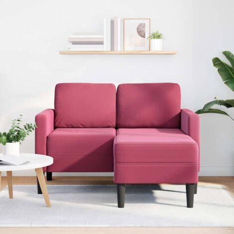 Sofá de 2 plazas con chaise longue en forma L rojo vino 125 cm vidaXL