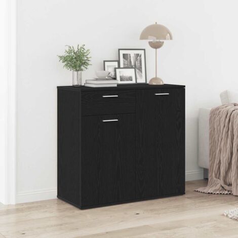 Aparador de madera contrachapada roble negro 80x36x75 cm vidaXL