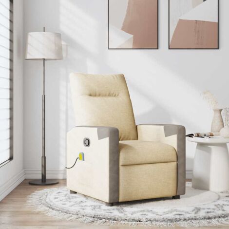 Sillón de masaje reclinable de tela crema vidaXL