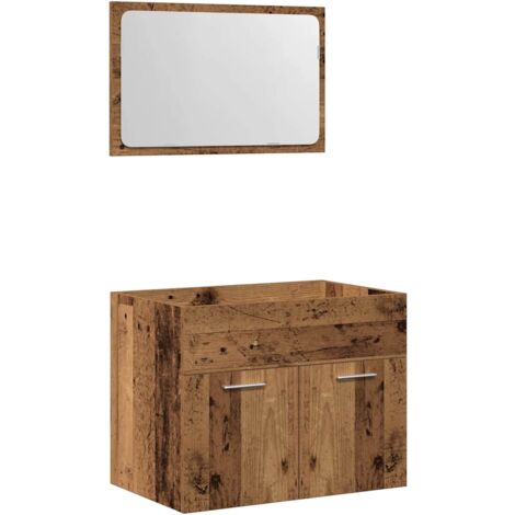 Juego de muebles de baño 2 piezas madera ingeniería envejecida vidaXL (1/5)