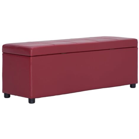 Banco con espacio de almacenaje 116 cm piel sintética rojo vino vidaXL