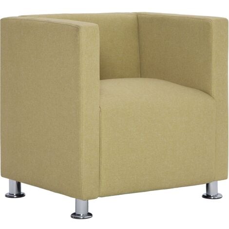 Sillón en forma de cubo de tela verde vidaXL