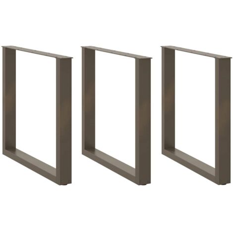 Patas para mesa de comedor en forma de U (3 unidades, acero natural, 90 x 72-73 cm) vidaXL