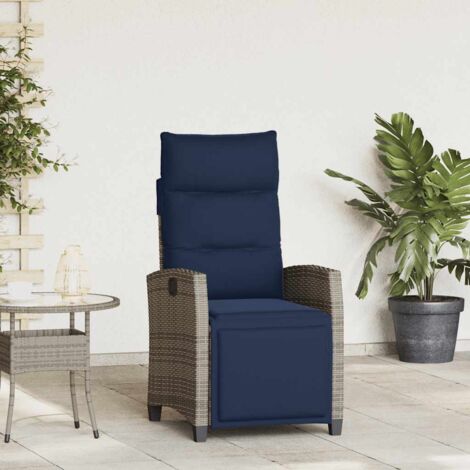 Silla de jardín reclinable con mesa auxiliar ratán gris vidaXL