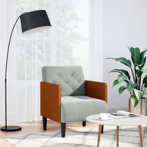 Sillón con reposabrazos Terciopelo Gris Claro 55 cm vidaXL (1/5)