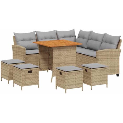 Juego de sofás de jardín en forma de L con cojines 6 pzas beige vidaXL (1/5)