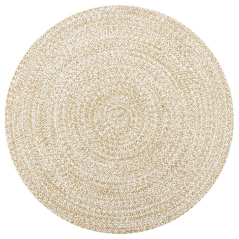Alfombra de yute tejida a mano blanco y natural 120 cm vidaXL