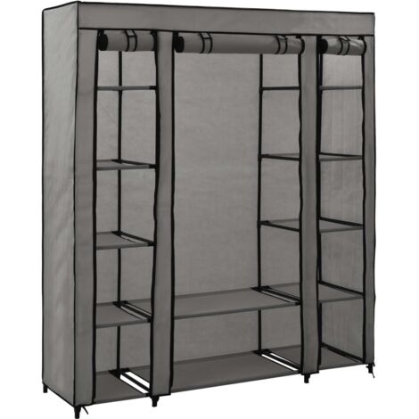 Armario con compartimentos y varillas tela gris 150x45x176 cm vidaXL (1/5)