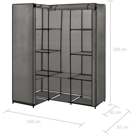 Armario de esquina gris 130x87x169 cm vidaXL