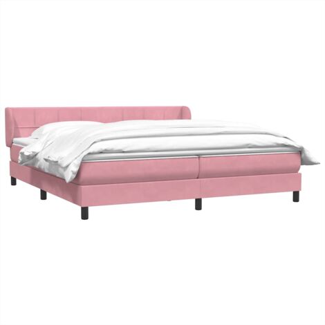 Cama box spring con colchones terciopelo rosa 180x210 cm vidaXL