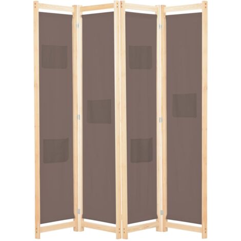 Biombo divisor de 4 paneles de tela marrón 160x170x4 cm vidaXL