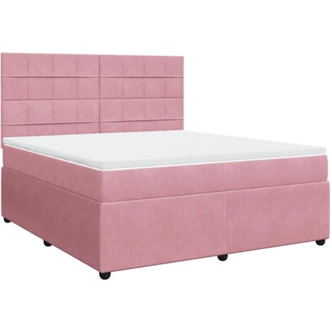 Cama box spring con colchón terciopelo rosa 180x200 cm vidaXL (1/5)