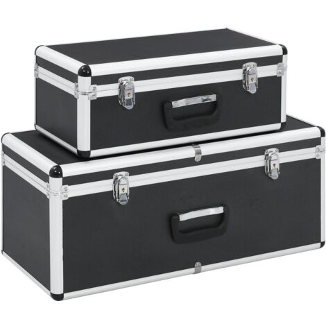 Cajas de almacenamiento 2 unidades aluminio negro vidaXL