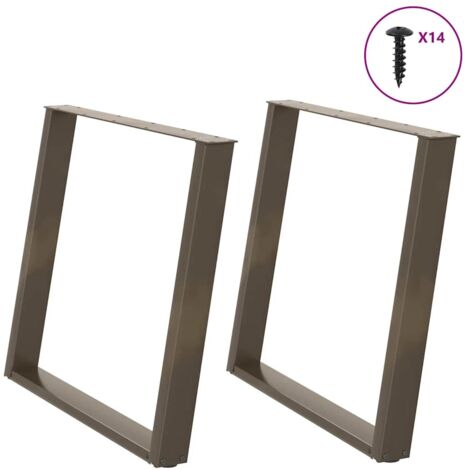 Patas para mesa de comedor en forma de U (2 unidades, acero natural, 90 x 72-73 cm) vidaXL