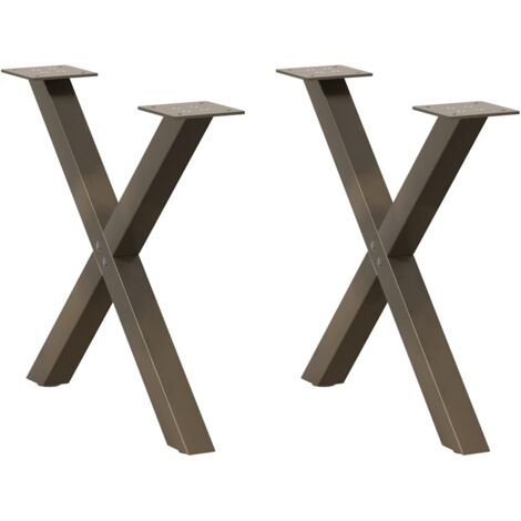 Patas para mesa de centro en forma de X (2 unidades), acero natural, 60 x (42-43) cm. vidaXL