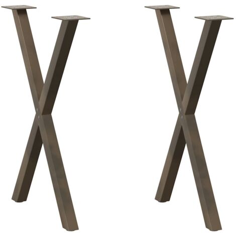 Patas para mesa de comedor en forma de X (2 unidades, acero natural, 50 x 72-73 cm) vidaXL