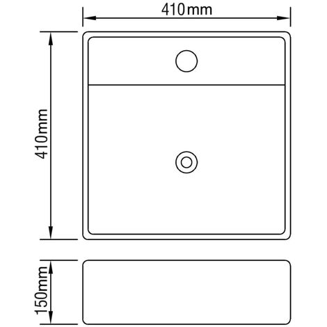 Lavabo con rebosadero 41x41x15 cm cerámica plateado vidaXL
