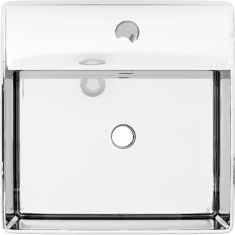 Lavabo con rebosadero 41x41x15 cm cerámica plateado vidaXL