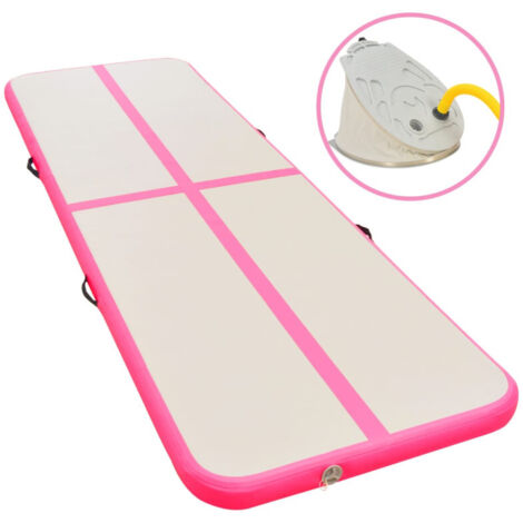 Esterilla inflable de gimnasia con bomba 400x100x10 cm PVC rosa vidaXL
