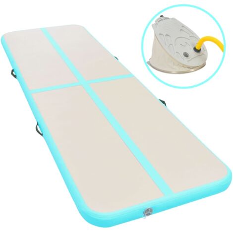 Esterilla inflable de gimnasia y bomba 600x100x10 cm PVC verde vidaXL