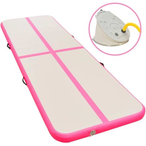 Esterilla inflable de gimnasia con bomba 800x100x10 cm PVC rosa vidaXL