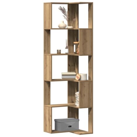 Estantería esquina 5 niveles madera roble artisan 50x50x179 cm vidaXL