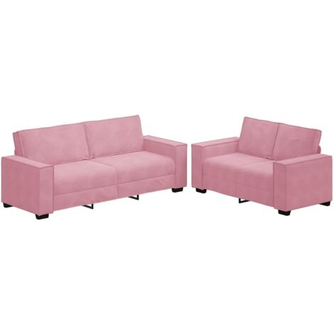 Juego de sofás con cojines 2 piezas terciopelo rosa vidaXL (1/5)