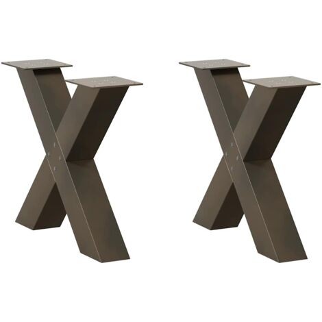 Patas para mesa de centro en forma de X (2 unidades), acero natural, 50 x (42-43) cm. vidaXL