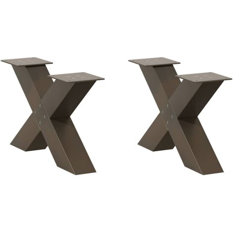 Patas para mesa de centro en forma de X (2 unidades), acero natural, 50 x (30-31) cm. vidaXL