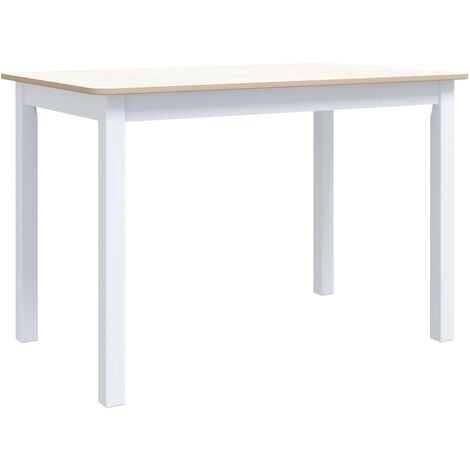 Mesa de comedor madera de caucho blanco y marrón 114x71x75 cm vidaXL