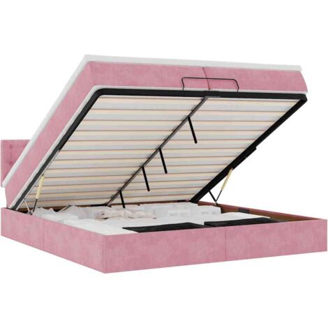 Estructura cama otomana con colchón terciopelo rosa 200x200 cm vidaXL (1/5)