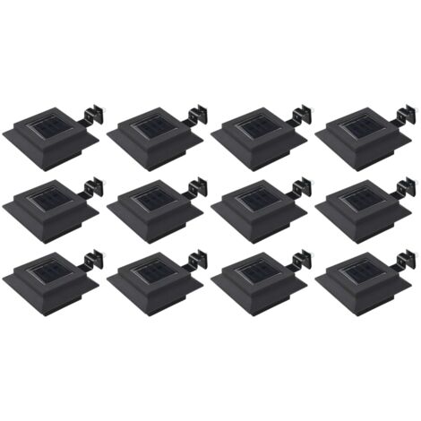 Lámparas solares cuadradas de exterior negras 12 uds LED 12 cm vidaXL