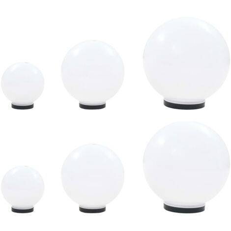 Juego de lámparas de bola LED 6 uds esféricas PMMA 20/30/40 cm vidaXL