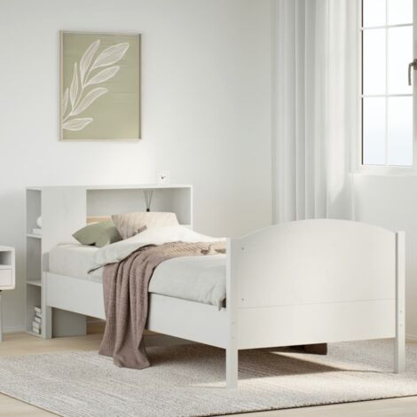 Cama con estantería sin colchón madera maciza blanca 75x190 cm vidaXL (1/5)