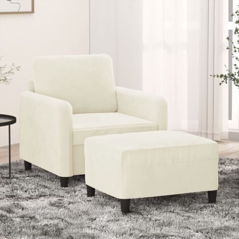 Sillón con taburete terciopelo crema 60 cm vidaXL (1/5)