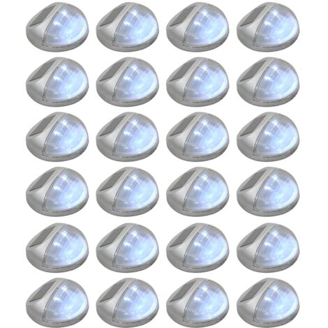 Lámparas solares LED de pared exterior redonda 24 uds plateadas vidaXL