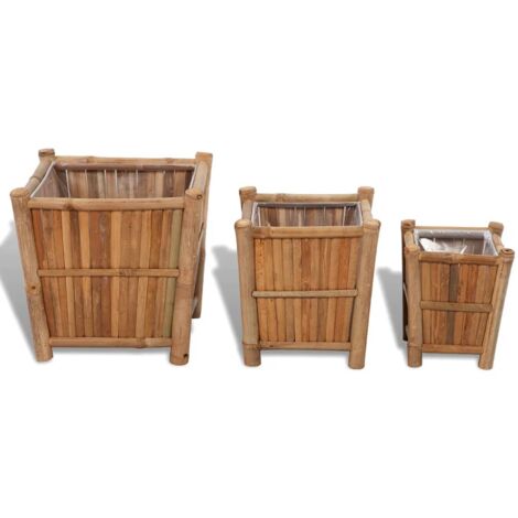 Jardineras con forro de nailon 3 unidades bambú vidaXL
