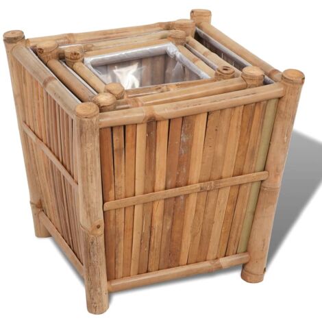 Jardineras con forro de nailon 3 unidades bambú vidaXL