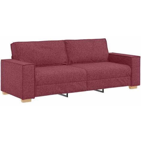 Sofá de 3 plazas de tela color rojo vino, 180 cm vidaXL