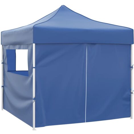 Cenador plegable azul con 4 paredes 3x3 m vidaXL