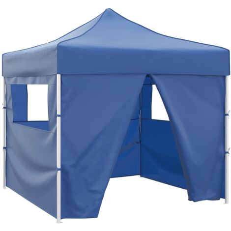 Cenador plegable azul con 4 paredes 3x3 m vidaXL