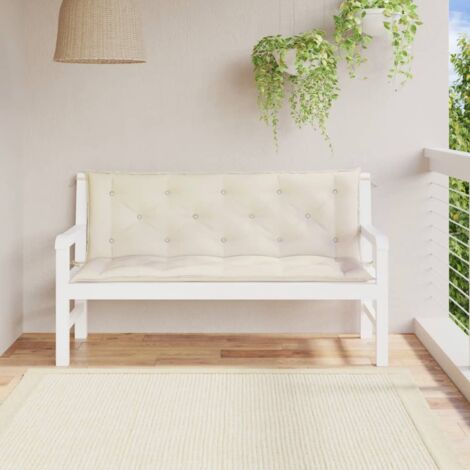 Cojines de banco de jardín 2 uds blanco crema 150x50x7 cm vidaXL