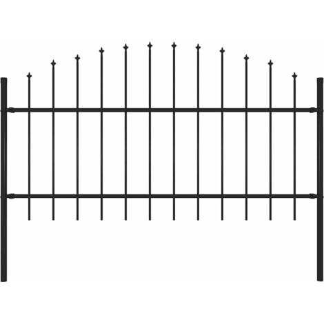 Valla de jardín con punta de lanza de acero 181x125 cm negra vidaXL (1/4)