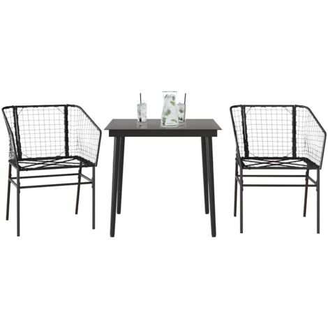 Muebles de jardín 3 piezas ratán sintético vidrio negro vidaXL (1/5)