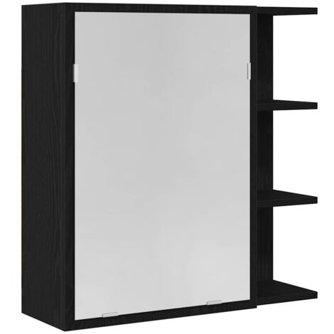 Armario con espejo de baño Roble Negro 62,5 x 20,5 x 64 cm vidaXL