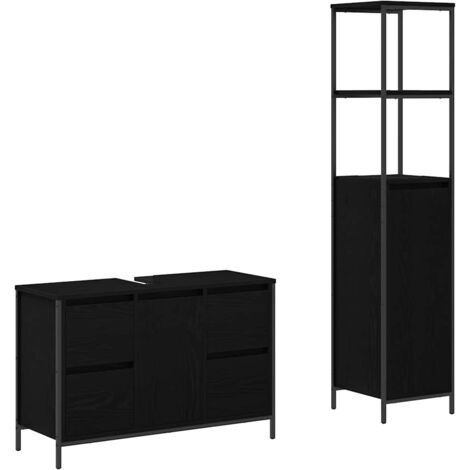 Juego de muebles de baño con cajón con puerta 2 pcs Roble negro vidaXL