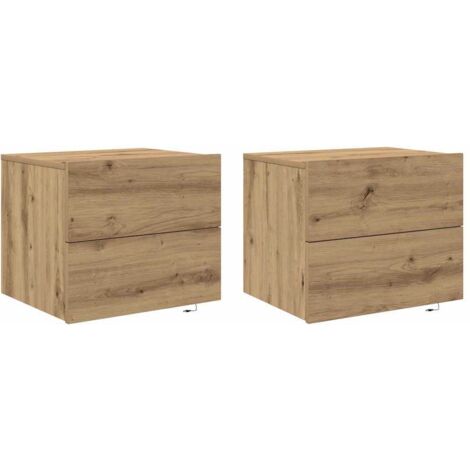 Armario de noche montado en la pared 2 pcs Roble artisan vidaXL