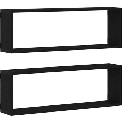 Estante de Pared con estante 2 pcs Roble negro 80 x 15 x 26 cm vidaXL